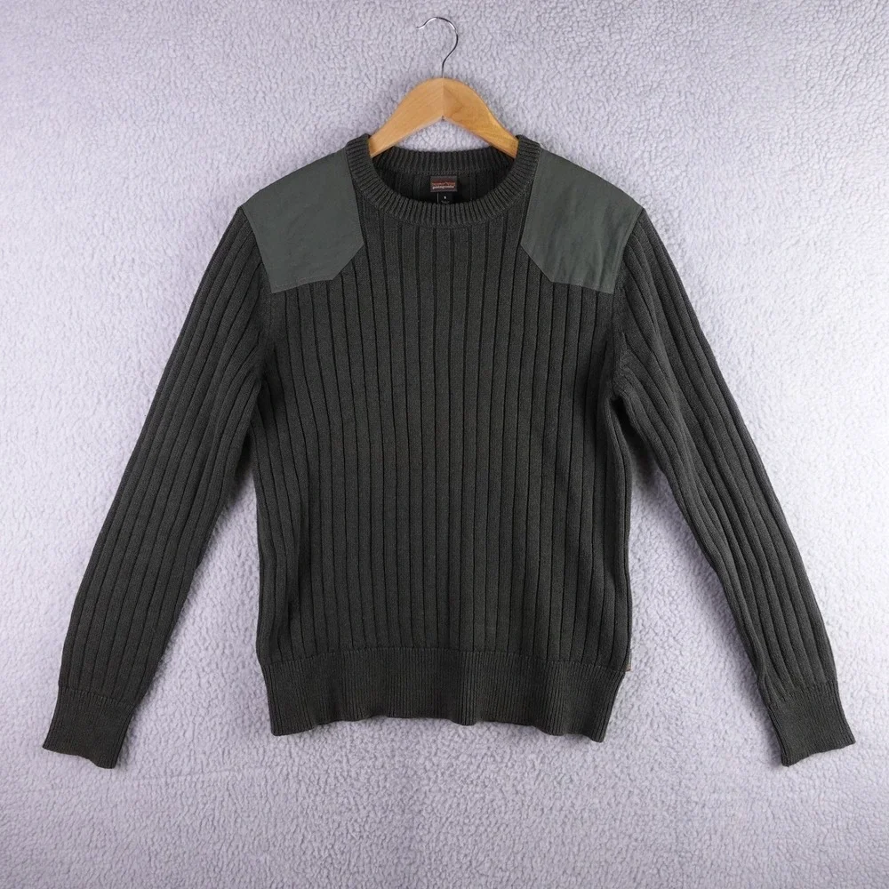 Patagonia Mens Ribbed Cotton Hemp Fog Cutter‎ Crewneck Sweater Olive Green S